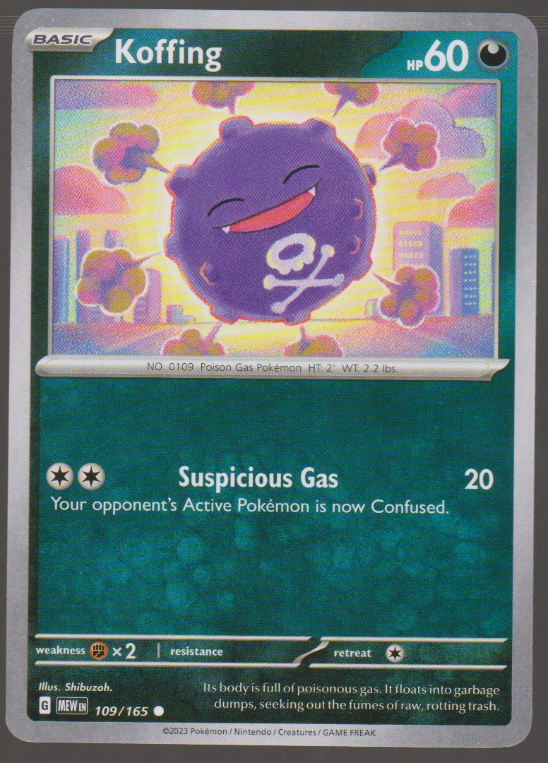 Koffing 109/165 — English Pokémon Scarlet & Violet 151 card front scan