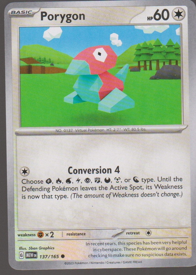 Porygon 137/165 — English Pokémon Scarlet & Violet 151 card front scan