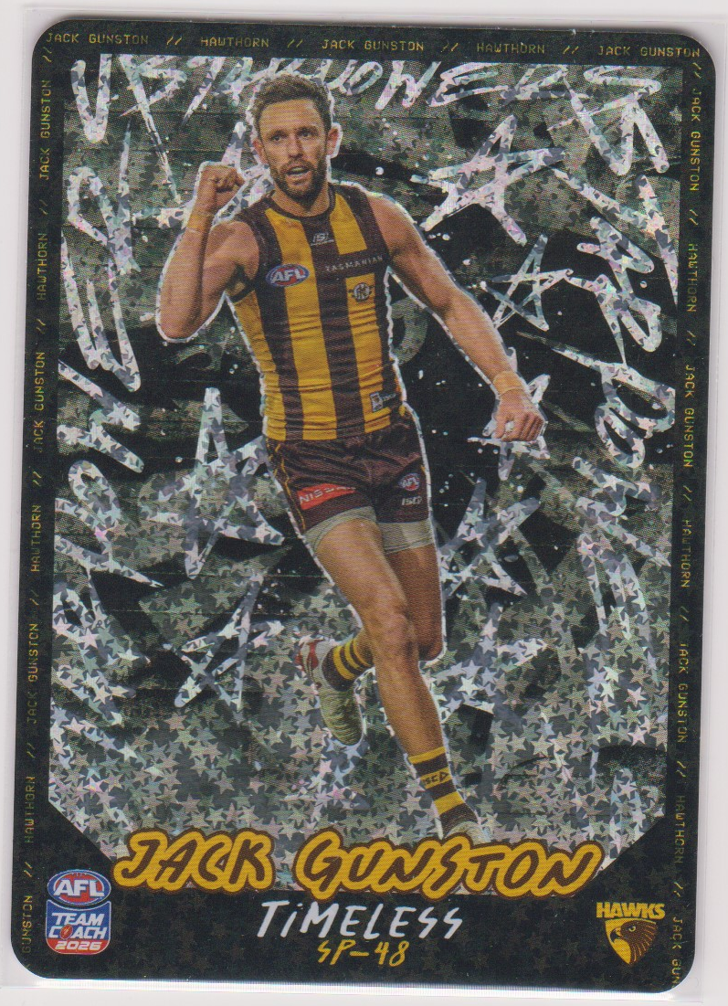 Jack Gunston SP-48, Star Powers Timeless Silver, 2026 AFL Teamcoach English card scan