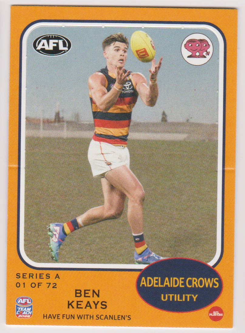 Ben Keays 01 of 72, Scanlens Series A, 2026 AFL Teamcoach English card scan
