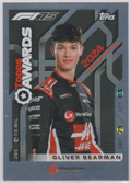 Oliver Bearman 285 Topps Awards, 2025 Topps F1 Turbo Attax, English single card scan