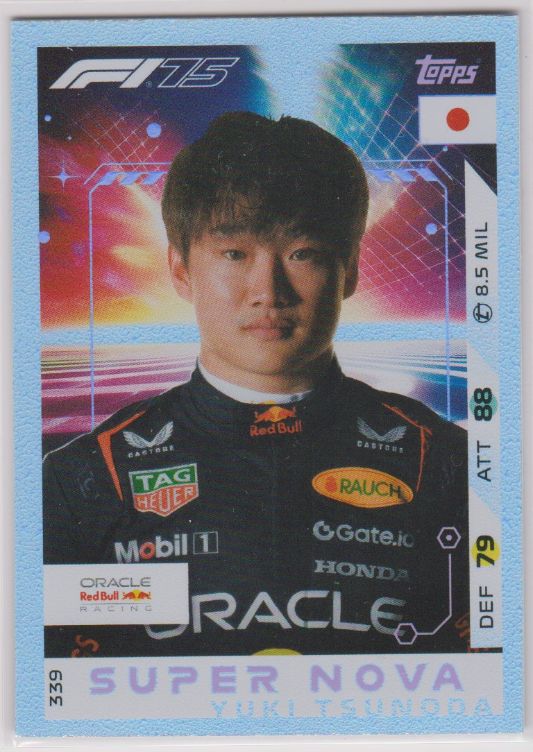Yuki Tsunoda 339 Super Nova, 2025 Topps F1 Turbo Attax, English single card scan