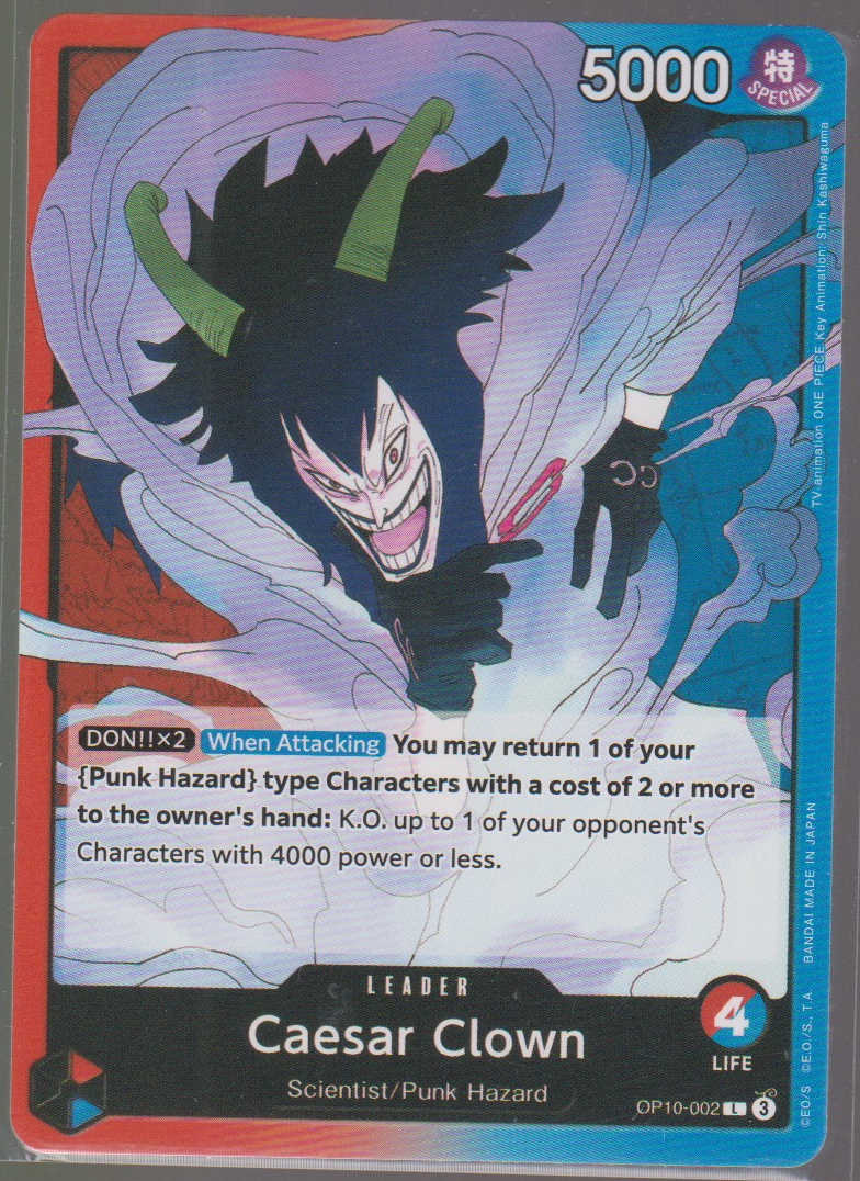 Caesar Clown OP10-002 — English One Piece Royal Blood card front scan