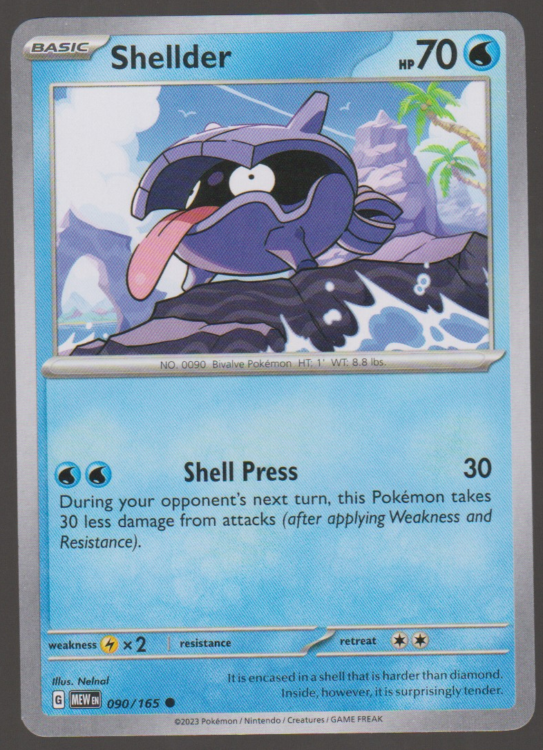 Shellder 090/165 — English Pokémon Scarlet & Violet 151 card front scan