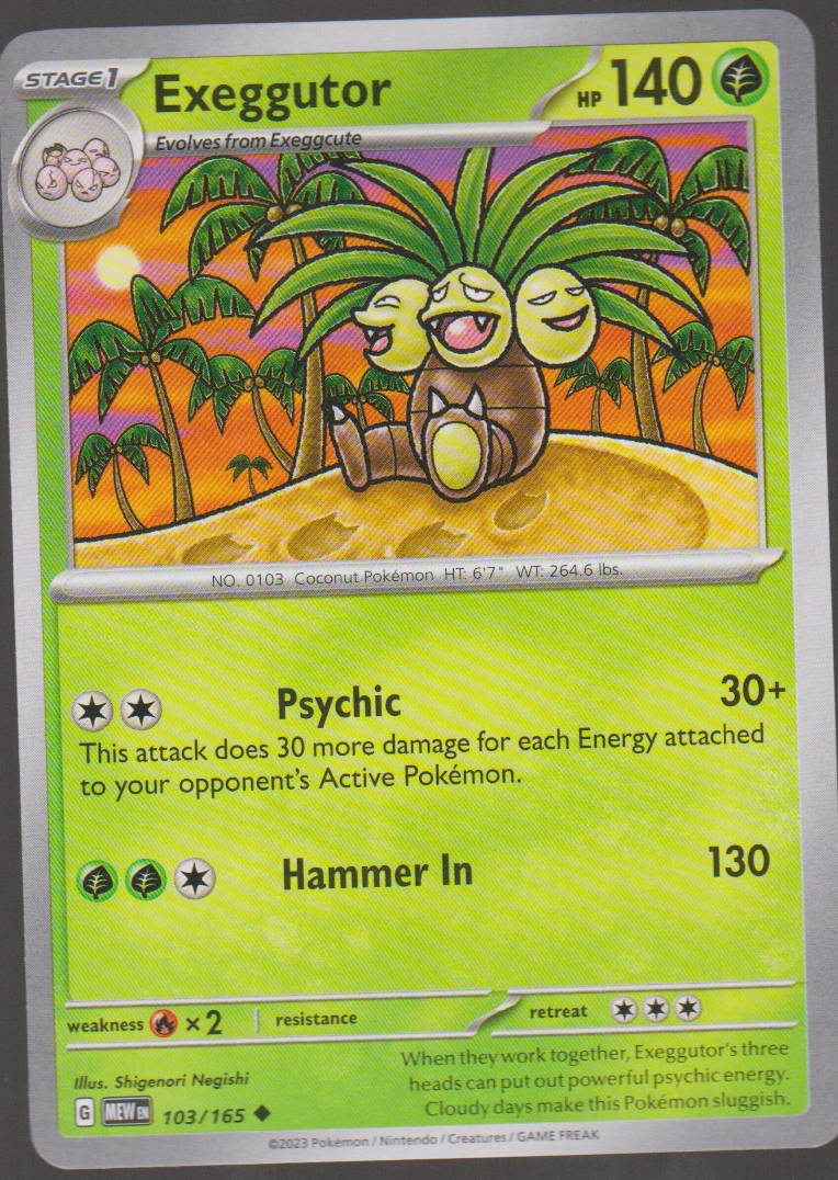 Exeggutor 103/165 — English Pokémon Scarlet & Violet 151 card front scan