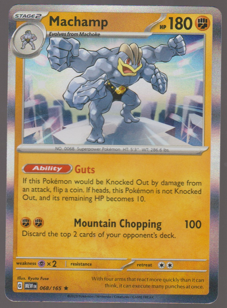 Machamp 068/165 Holo — English Pokémon Scarlet & Violet 151 card front scan