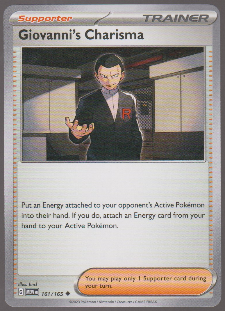 Giovanni's Charisma 161/165 — English Pokémon Scarlet & Violet 151 card front scan