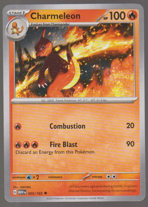 Charmeleon 005/165 — English Pokémon Scarlet & Violet 151 card front scan