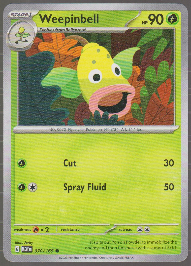 Weepinbell 070/165 — English Pokémon Scarlet & Violet 151 card front scan