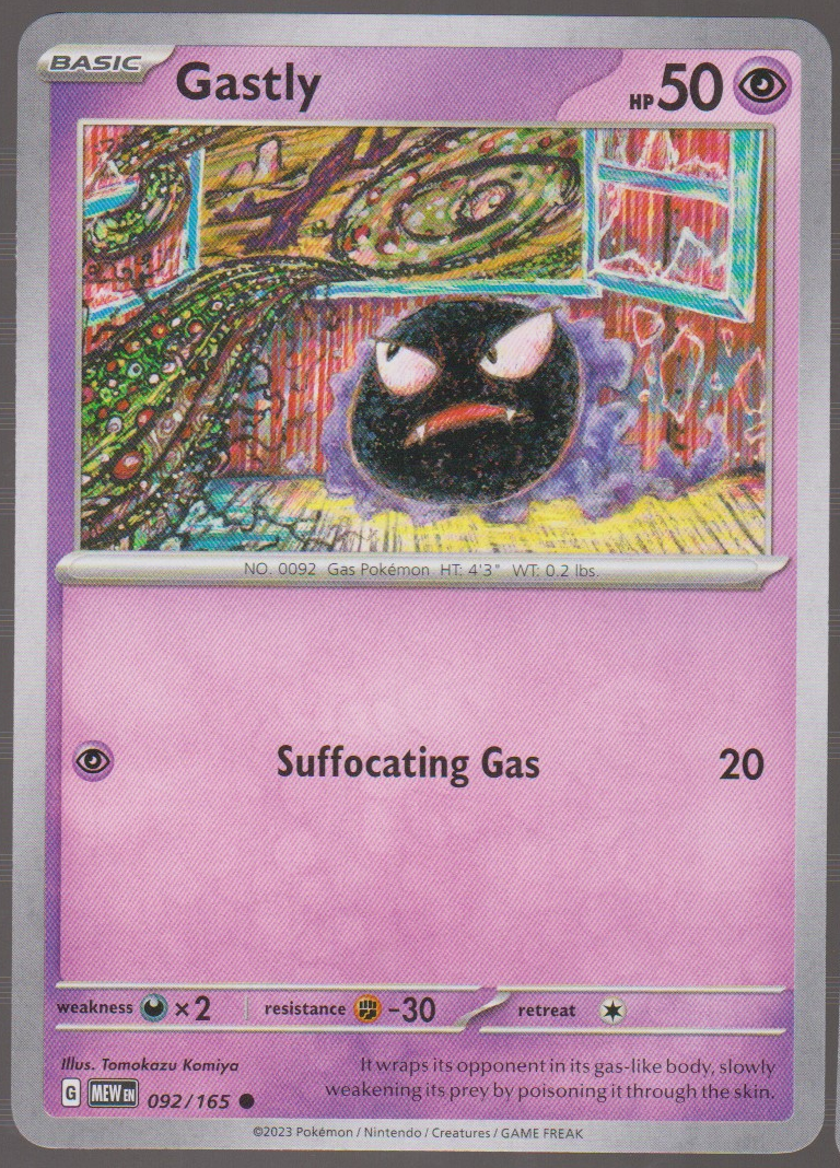 Gastly 092/165 — English Pokémon Scarlet & Violet 151 card front scan