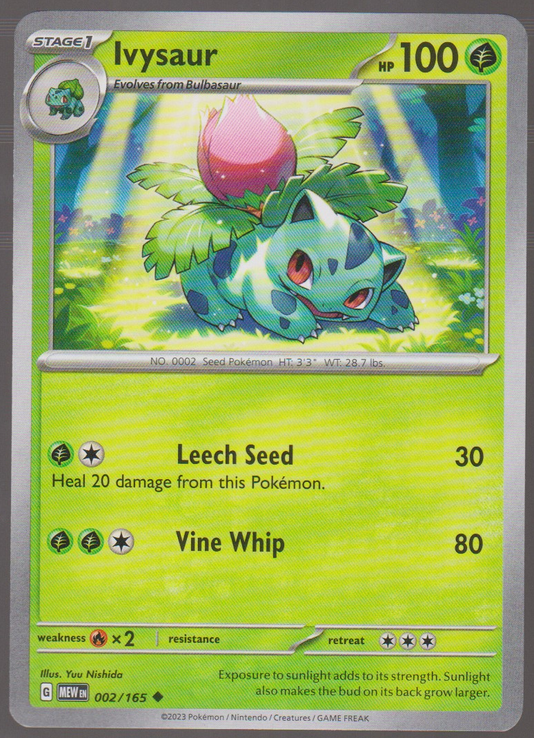 Ivysaur 002/165 — English Pokémon Scarlet & Violet 151 card front scan