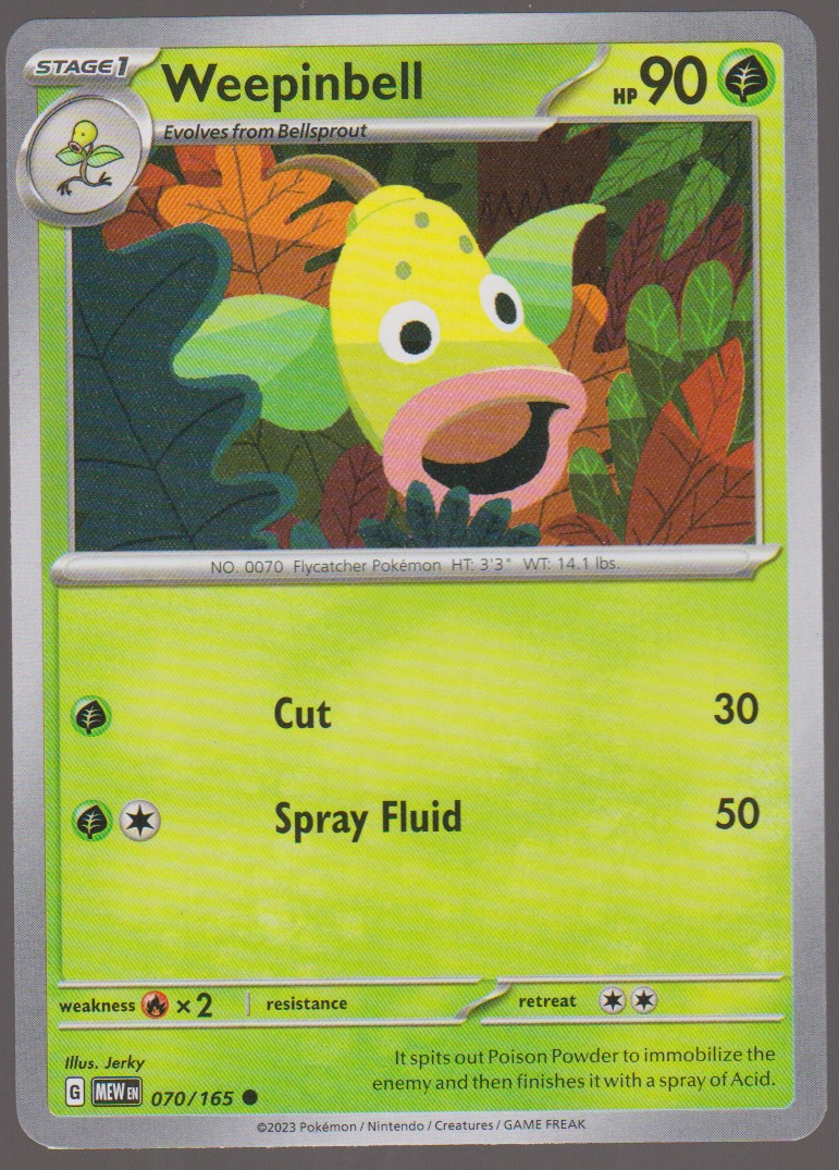 Weepinbell 070/165 — English Pokémon Scarlet & Violet 151 card front scan