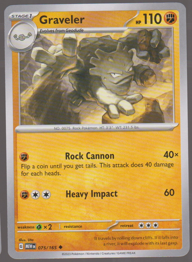 Graveler 075/165 — English Pokémon Scarlet & Violet 151 card front scan