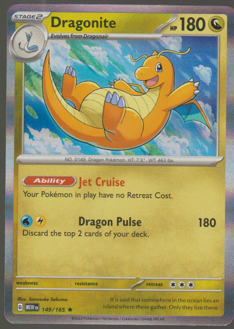 Dragonite 149/165 Holo — English Pokémon Scarlet & Violet 151 card front scan