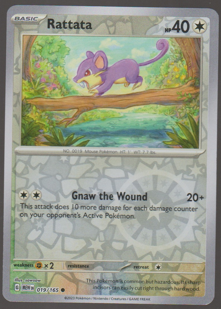 Rattata 019/165 Reverse Holo — English Pokémon Scarlet & Violet 151 card front scan