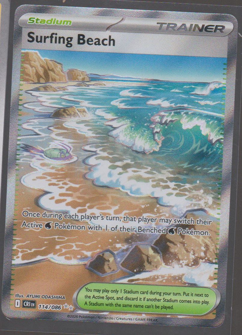Surfing Beach 114/086 — English Pokémon Chaos Rising card front scan