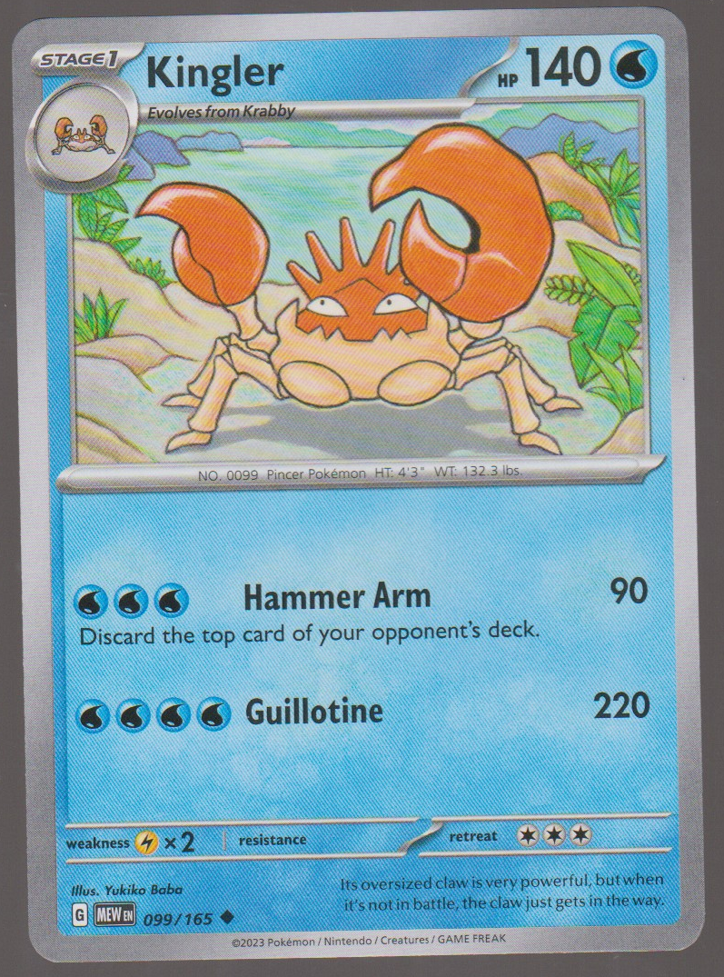 Kingler 099/165 — English Pokémon Scarlet & Violet 151 card front scan