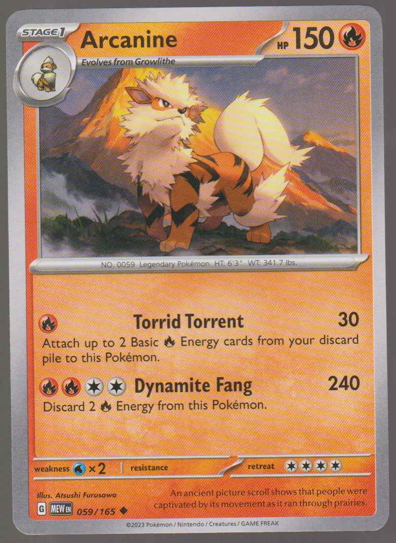 Arcanine 059/165 — English Pokémon Scarlet & Violet 151 card front scan