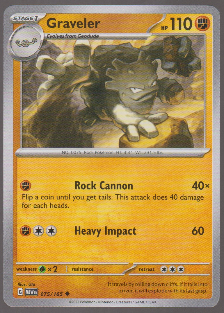 Graveler 075/165 — English Pokémon Scarlet & Violet 151 card front scan
