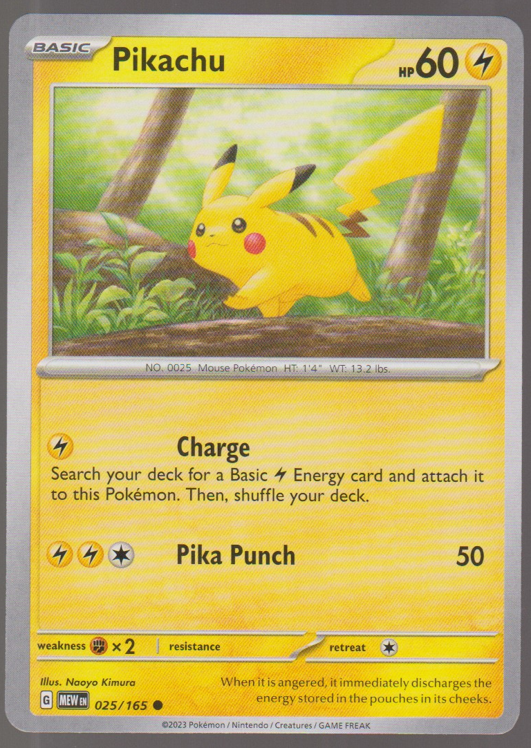 Pikachu 025/165 — English Pokémon Scarlet & Violet 151 card front scan