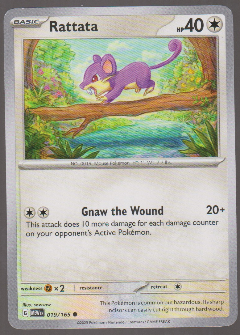 Rattata 019/165 — English Pokémon Scarlet & Violet 151 card front scan