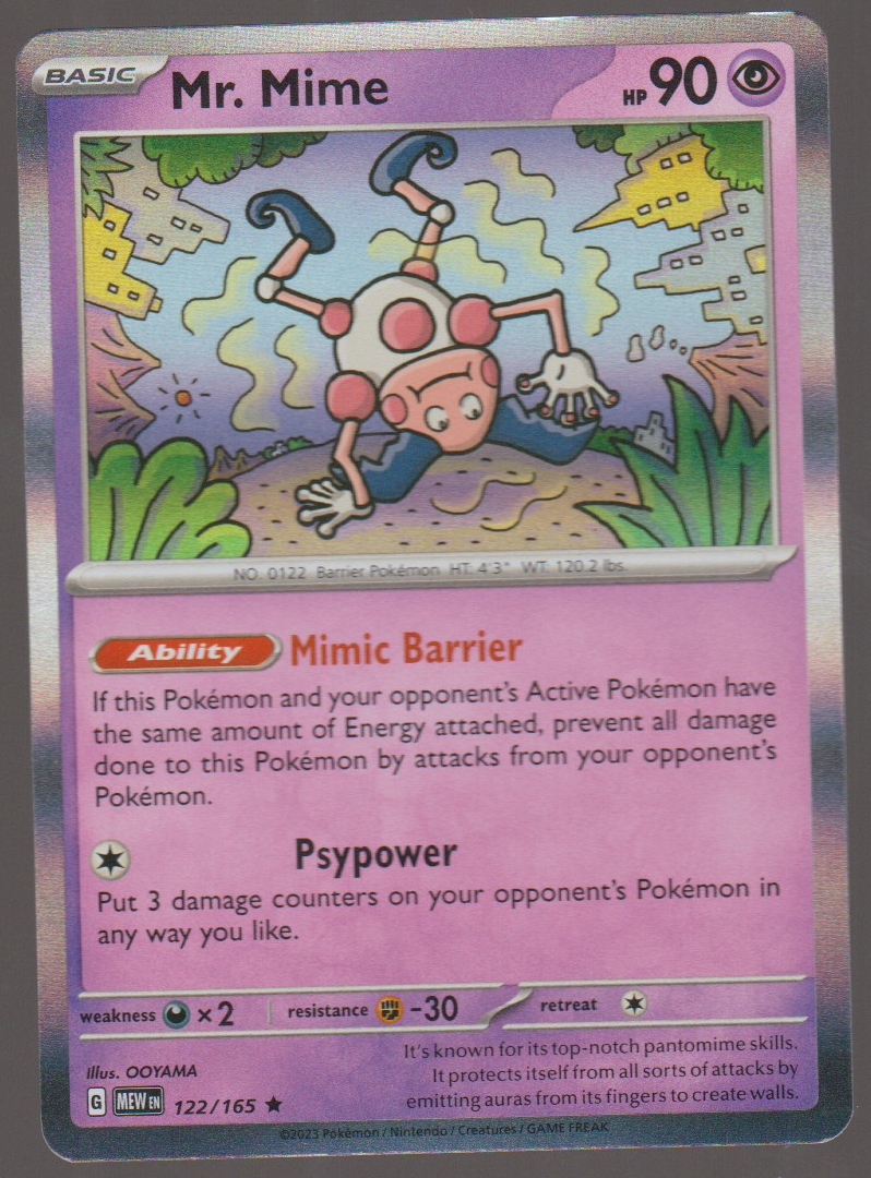 Mr. Mime 122/165 Holo — English Pokémon Scarlet & Violet 151 card front scan