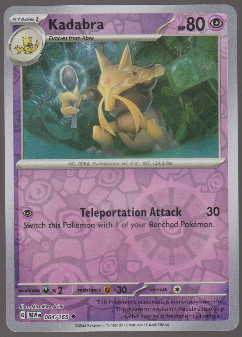 Kadabra 064/165 Reverse Holo — English Pokémon Scarlet & Violet 151 card front scan