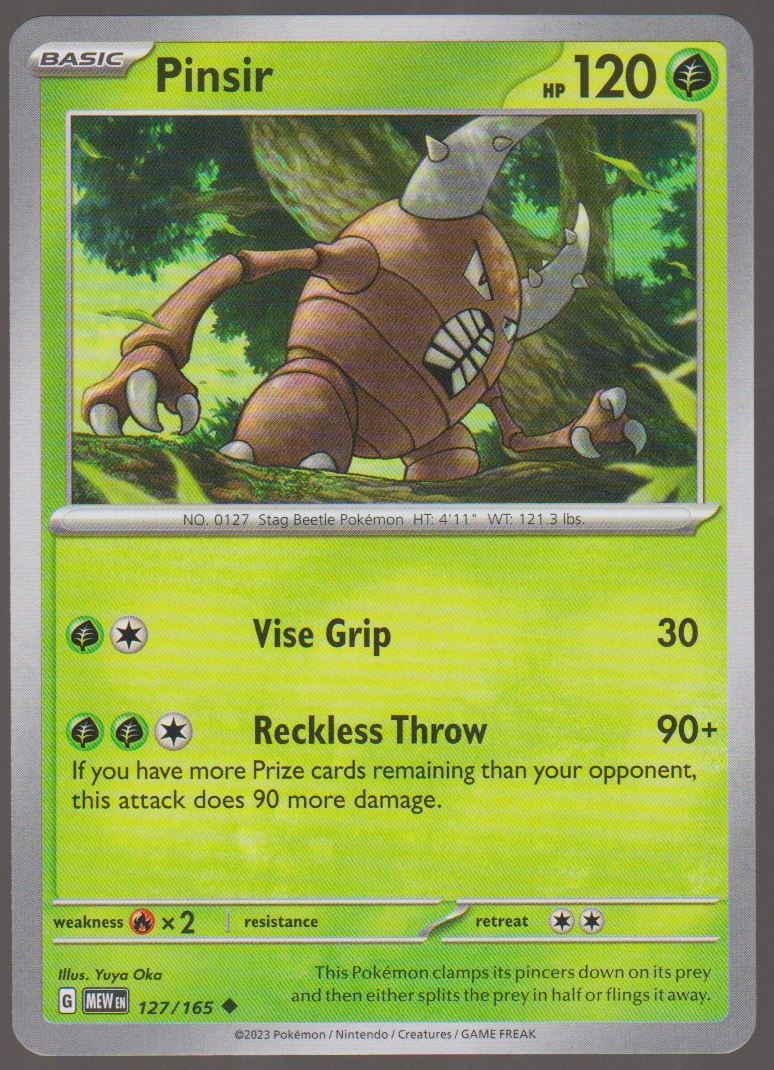 Pinsir 127/165 — English Pokémon Scarlet & Violet 151 card front scan