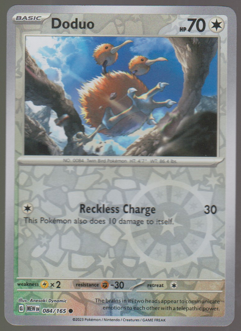 Doduo 084/165 Reverse Holo — English Pokémon Scarlet & Violet 151 card front scan