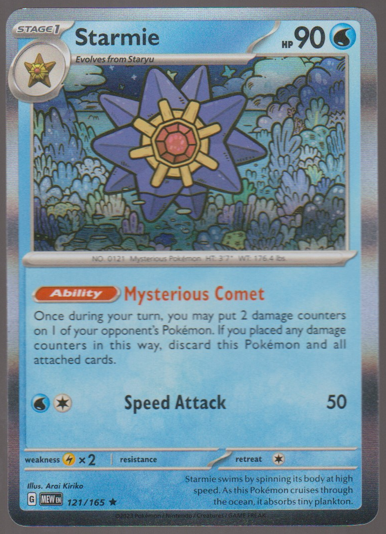 Starmie 121/165 Holo — English Pokémon Scarlet & Violet 151 card front scan