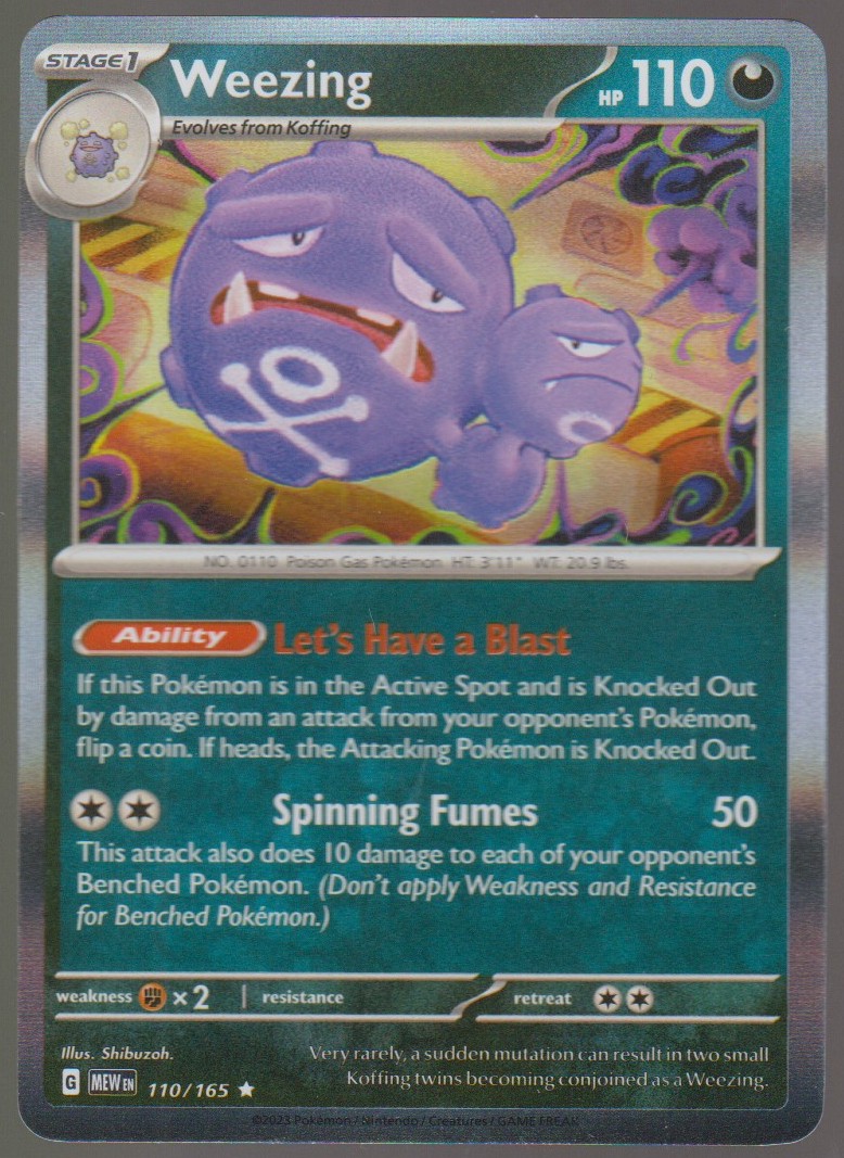Weezing 110/165 Holo — English Pokémon Scarlet & Violet 151 card front scan