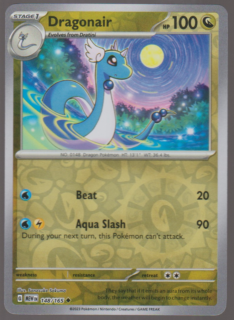 Dragonair 148/165 Reverse Holo — English Pokémon Scarlet & Violet 151 card front scan