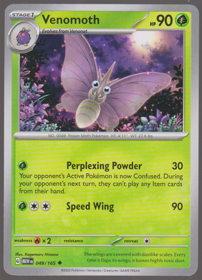 Venomoth 049/165 — English Pokémon Scarlet & Violet 151 card front scan