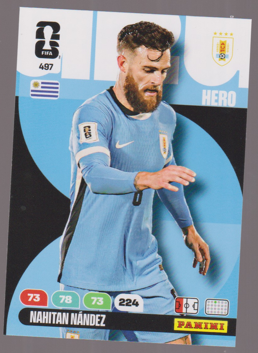 Nahitan Nández 497 Hero, Panini FIFA World Cup 2026 Adrenalyn XL, English single card scan