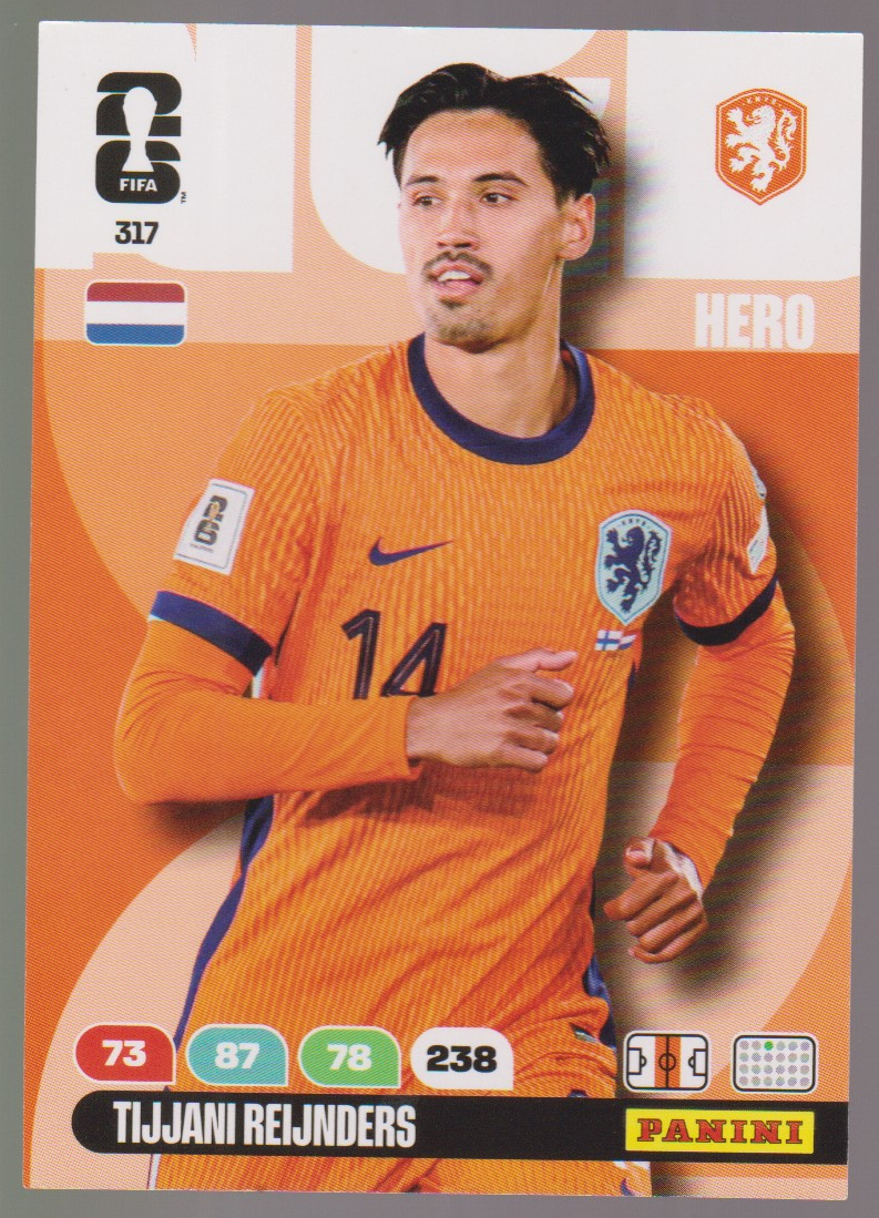 Tijjani Reijnders 317 Hero, Panini FIFA World Cup 2026 Adrenalyn XL, English single card scan
