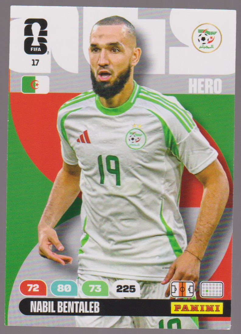 Nabil Bentaleb 17 Hero, Panini FIFA World Cup 2026 Adrenalyn XL, English single card scan