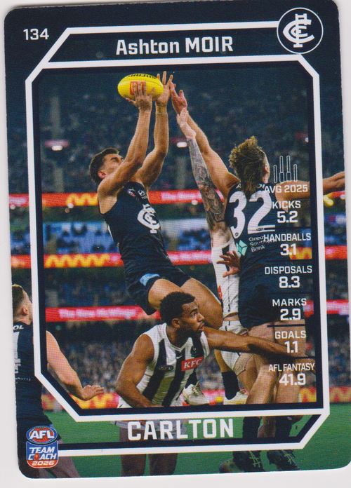 Ashton Moir 134, Common, 2026 AFL Teamcoach English card scan