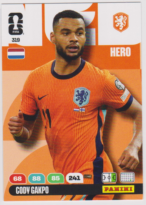 Cody Gakpo 319 Hero, Panini FIFA World Cup 2026 Adrenalyn XL, English single card scan
