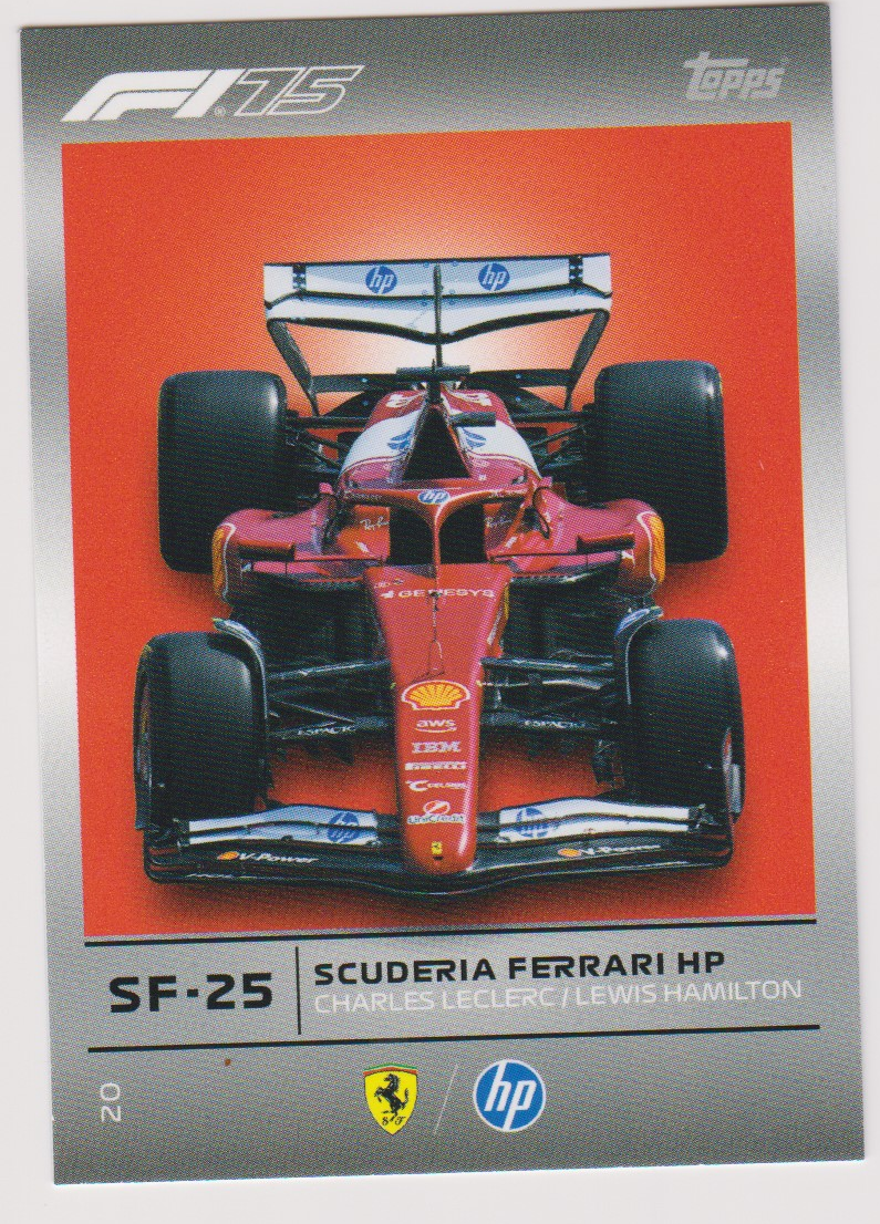 Scuderia Ferrari HP SF-25 20 F1 Car, 2025 Topps F1 Turbo Attax, English single card scan