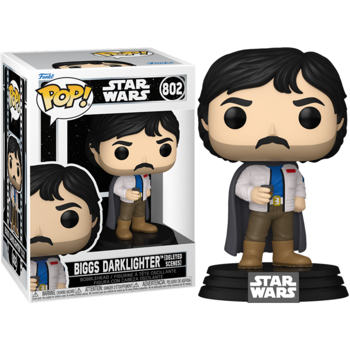 Funko Pop Star Wars Deleted Scenes Biggs Darklighter #802 box and figure