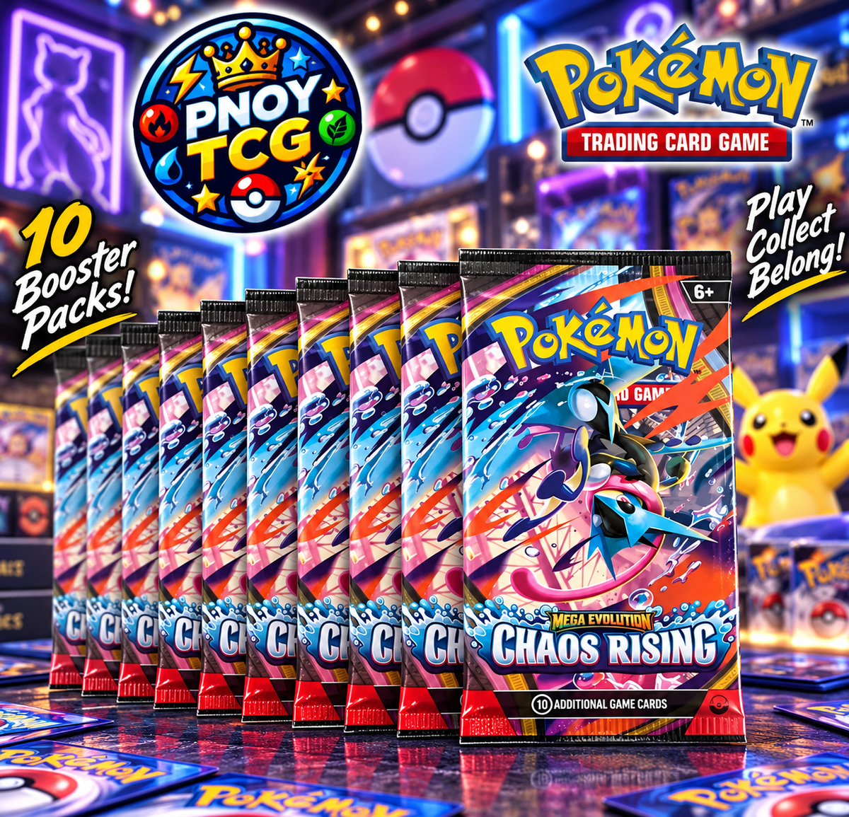 Pokémon TCG Chaos Rising Booster Pack Bundle – 10 Packs