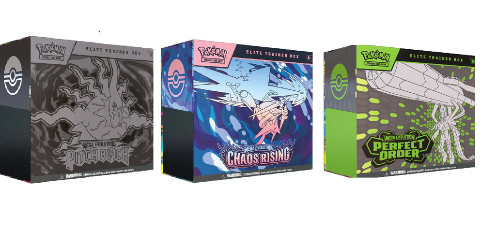 Pokémon TCG Pitch Black & Chaos Rising & Perfect Order Elite Trainer Box Set