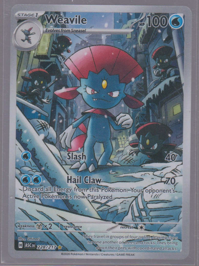 English Weavile 228/217 Ascended Heroes single card, actual front scan