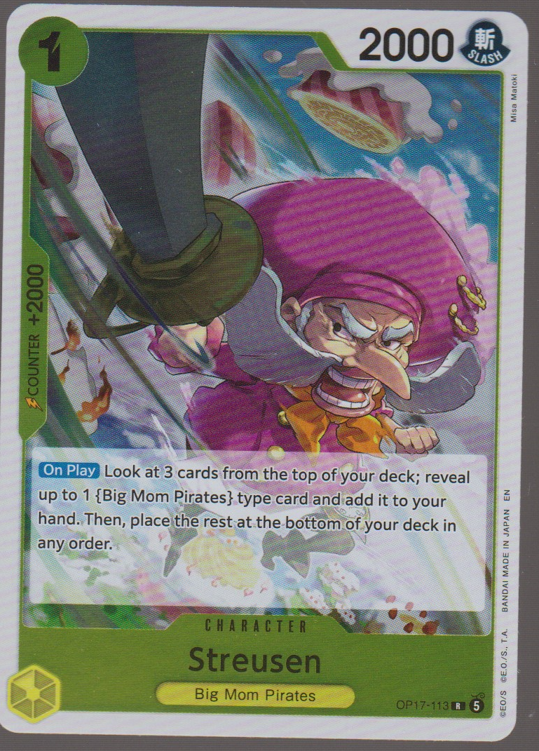 English Streusen OP17-113 The World's Strongest Warriors single card, actual front scan