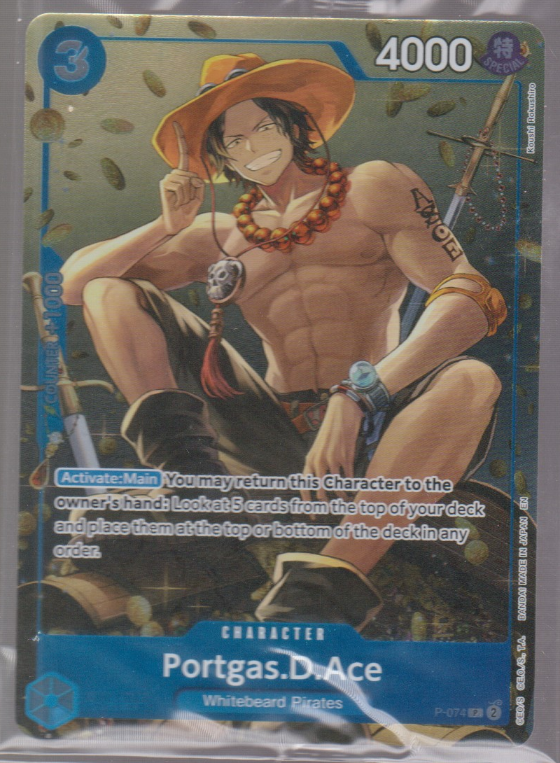 English Portgas.D.Ace (Tin Pack Set Vol. 2) P-074 Tin Pack Set Vol. 2 / One Piece Promotion Cards single card, actual front scan