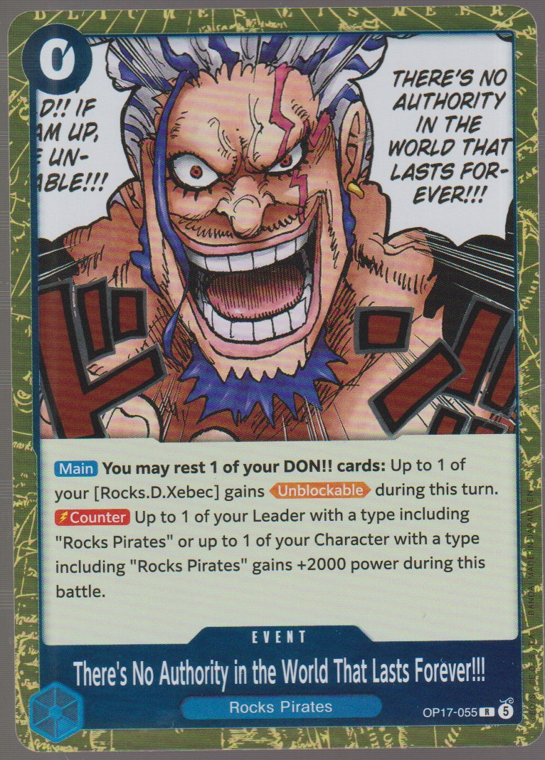 English There's No Authority in the World That Lasts Forever!!! OP17-055 The World's Strongest Warriors single card, actual front scan