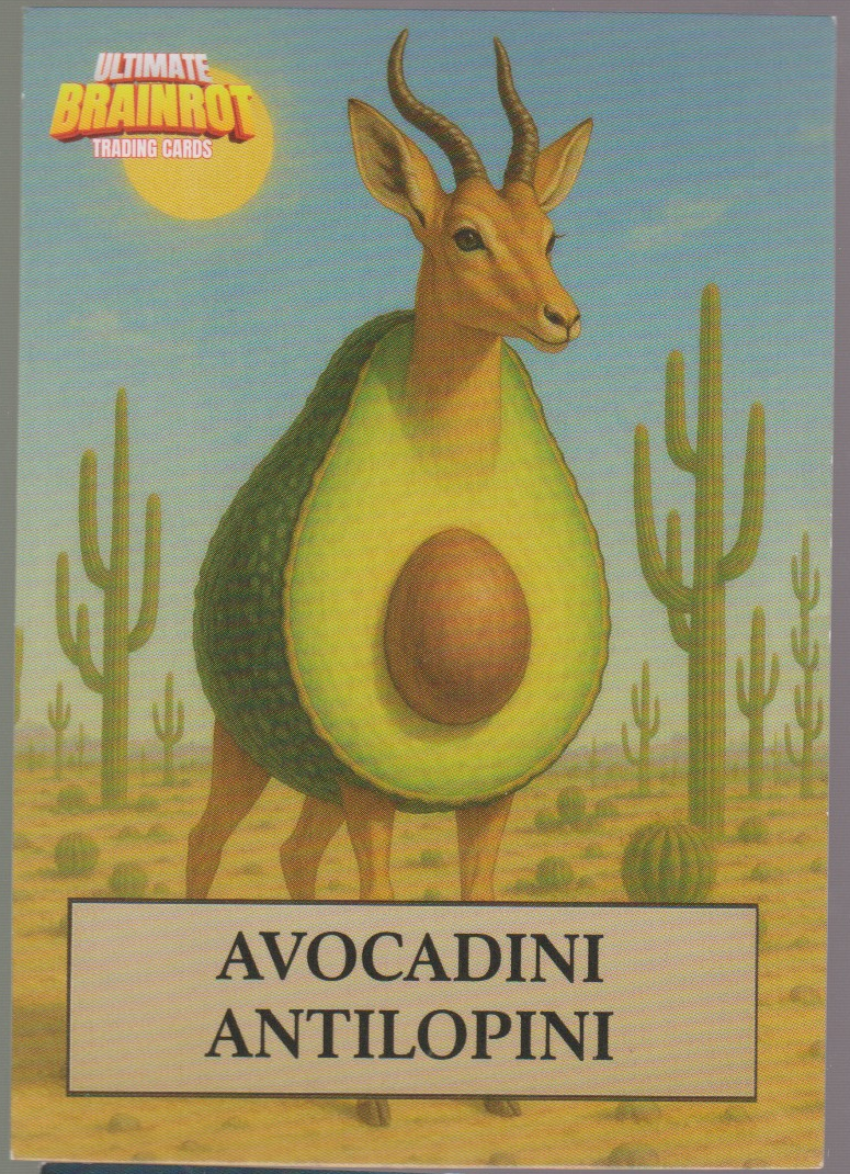 English Avocadini Antilopini (Standard full-art design) Ultimate Brainrot Trading Cards single card, actual front scan