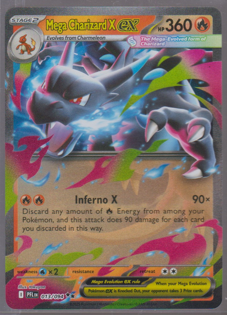 Actual front of English Mega Charizard X ex 013/094