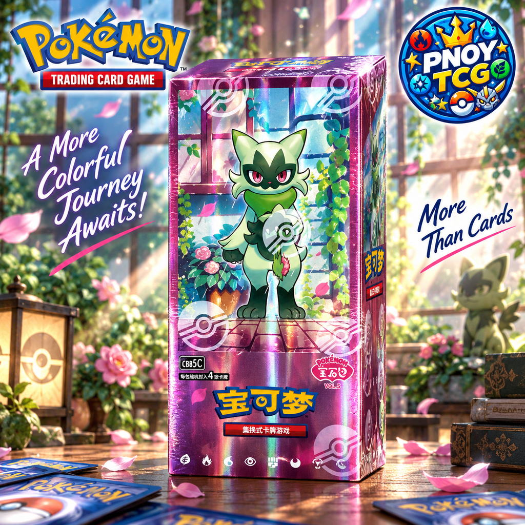 PNOY TCG promotional image of the Pokémon Gem Pack Vol. 5 CBB5C Simplified Chinese booster box featuring Floragato