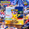 PNOY TCG promotional artwork for the Pokémon 30th Celebration Simplified Chinese booster box featuring Pikachu, Mew and Mewtwo.